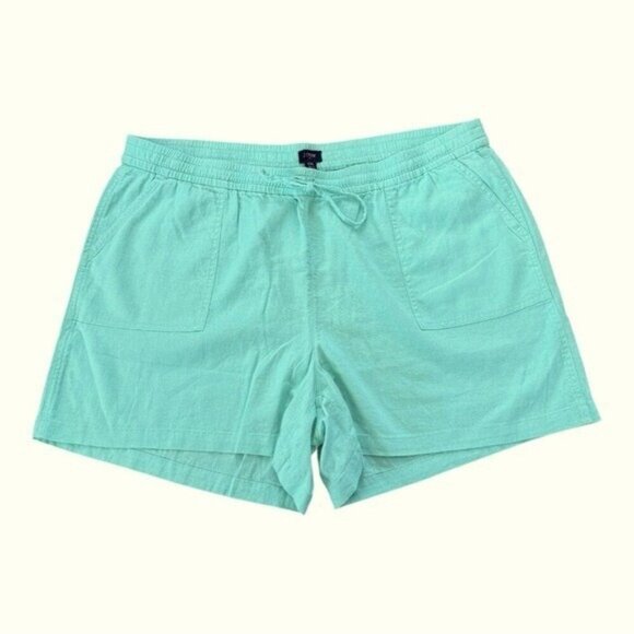 J.CREW Linen Blend High Waist Mint Green Casual Shorts Size XXL NEW - Picture 2 of 6